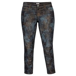 Y2K Cache Whimsigoth Paisley Metallic Jeans Women Size 8 Dark Academia Boho